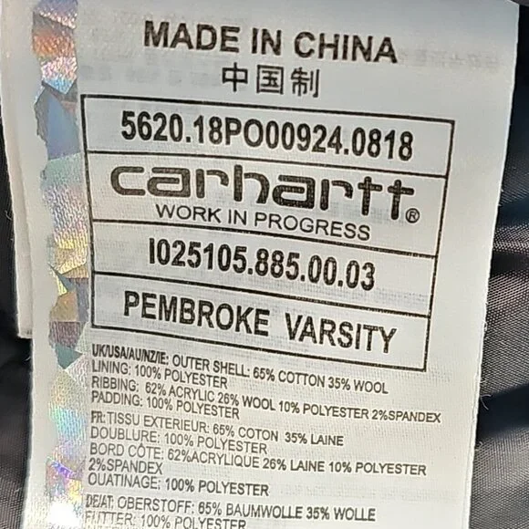 ✨ Carhartt WIP Pembroke Varsity Jacket – Embroidered Wool Letterman – Size XL ✨ - Picture 8 of 11